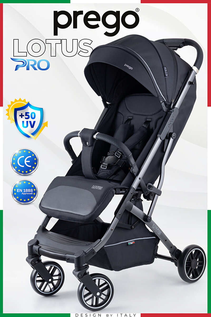 Prego Lotus Pro Kabin Boy Bebek Arabası - Tek Elle Katlanır -Hafif -UV Tenteli - Full Aksesuarlı