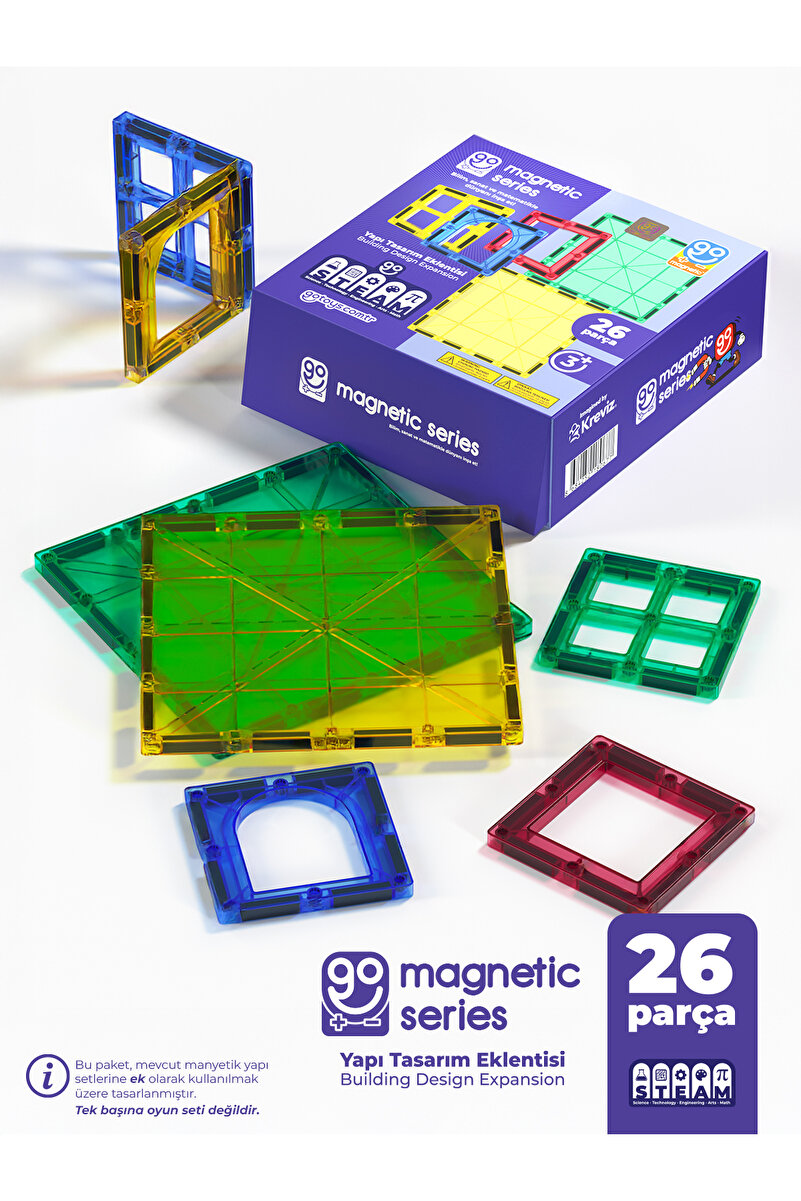 Go Toys Go Magnetic Series 26 Parça Yapı Tasarım Eklentisi - Mıknatıslı Manyetik Bloklar