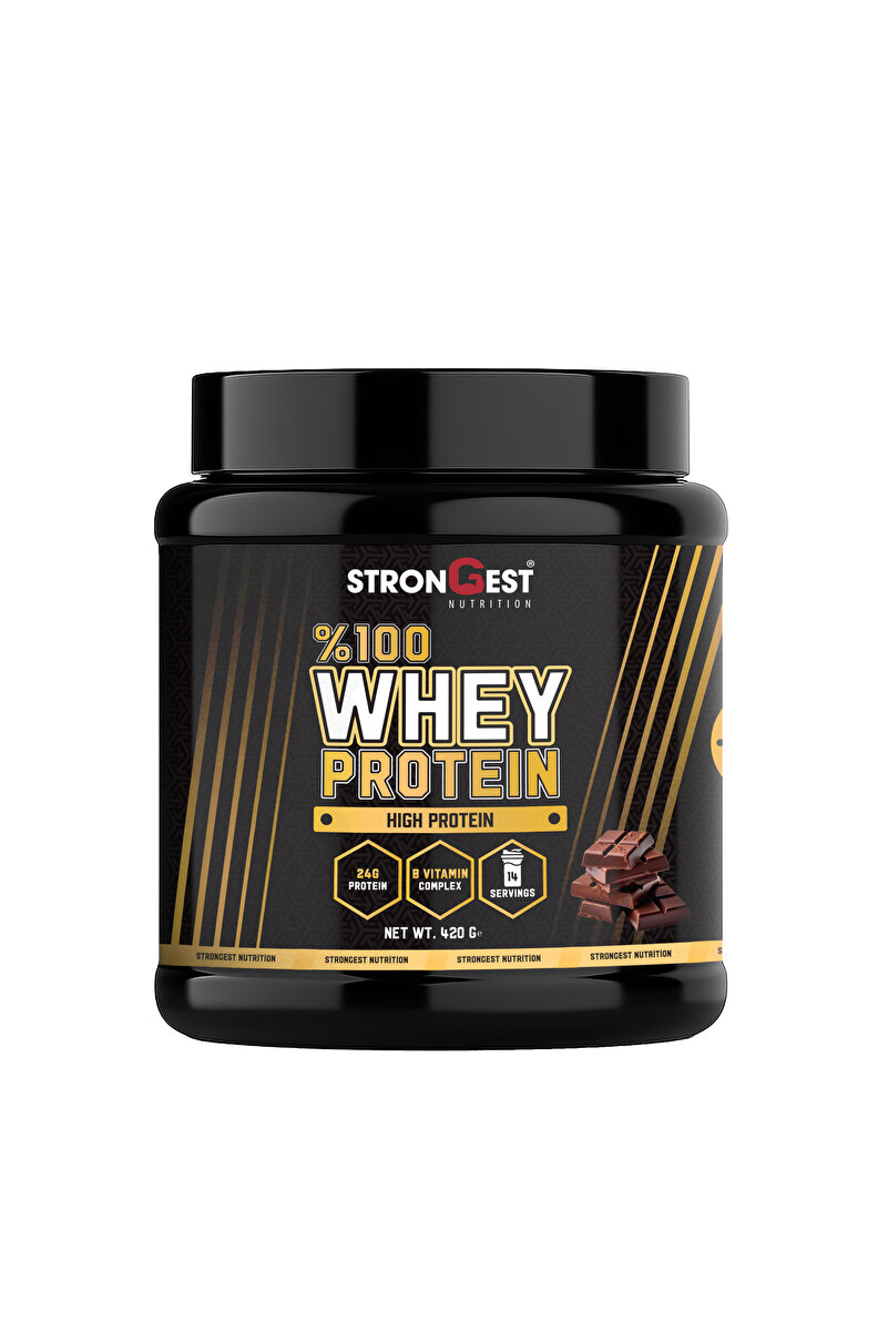 STRONGEST Whey Protein 420 Gr 14 Servis Çikolata Aromalı %100 Whey Protein Tozu