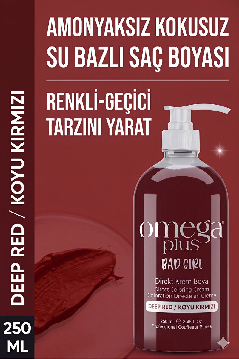 Omega Plus Bad Girl Koyu Kırmızı Geçici-renkli Amonyaksız Saç Boyası 250 ml