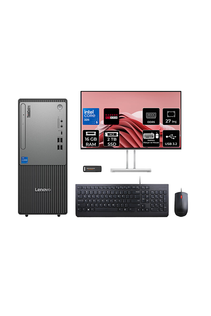 LENOVO ThinkCentre Neo 50T G6 Ultra 5 225 16GB 2TB SSD RX550/4GB FDOS Masaüstü Bilgisayar + 27"