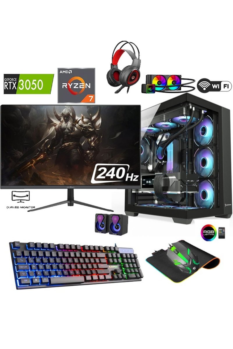 Apphirex TCX77 Ryzen 7 5700X 16GB Ram 512GB M2 SSD RTX3050 Sıvı Soğutmalı Masaüstü Oyun Bilgisayarı