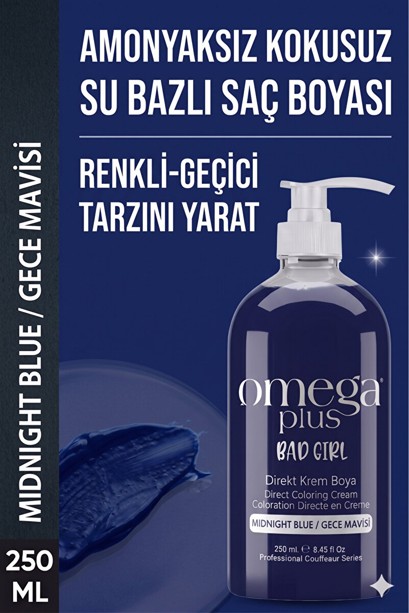 Omega Plus Bad Girl Gece Mavisi Geçici-renkli Amonyaksız Saç Boyası 250 ml