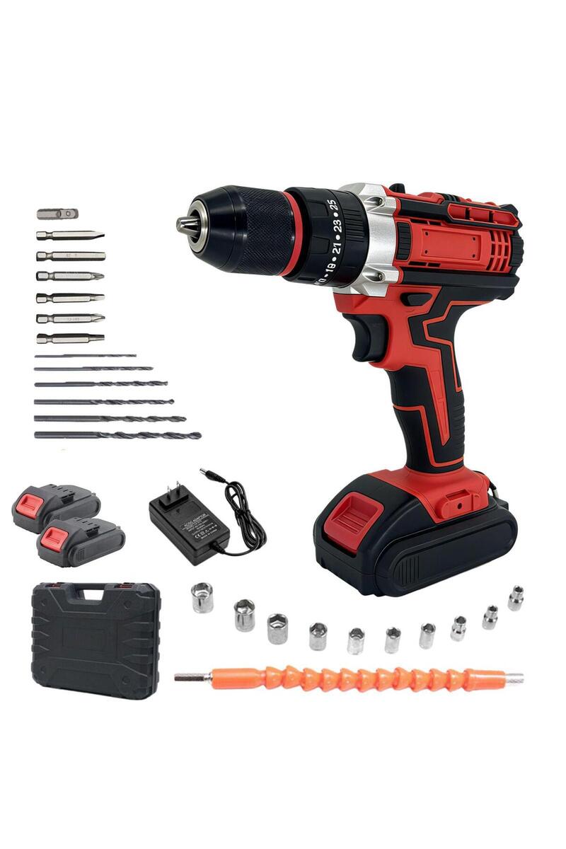 Hawdi 12V Metal Şanzıman Şarjlı Matkap 24 Parça Akülü Vidalama Akülü Matkap Seti
