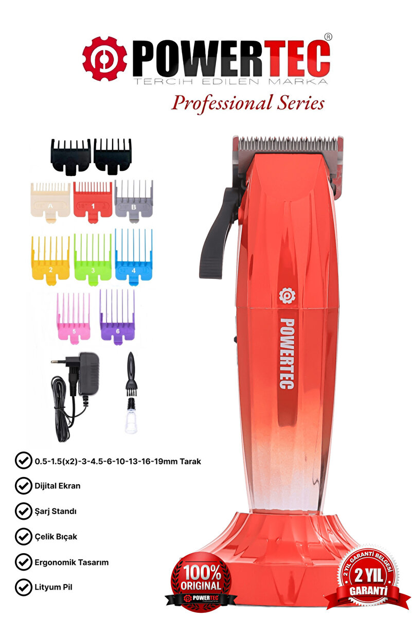 POWERTEC TR-8800 Profesyonel Şarjlı Saç Sakal Tıraş Makinesi