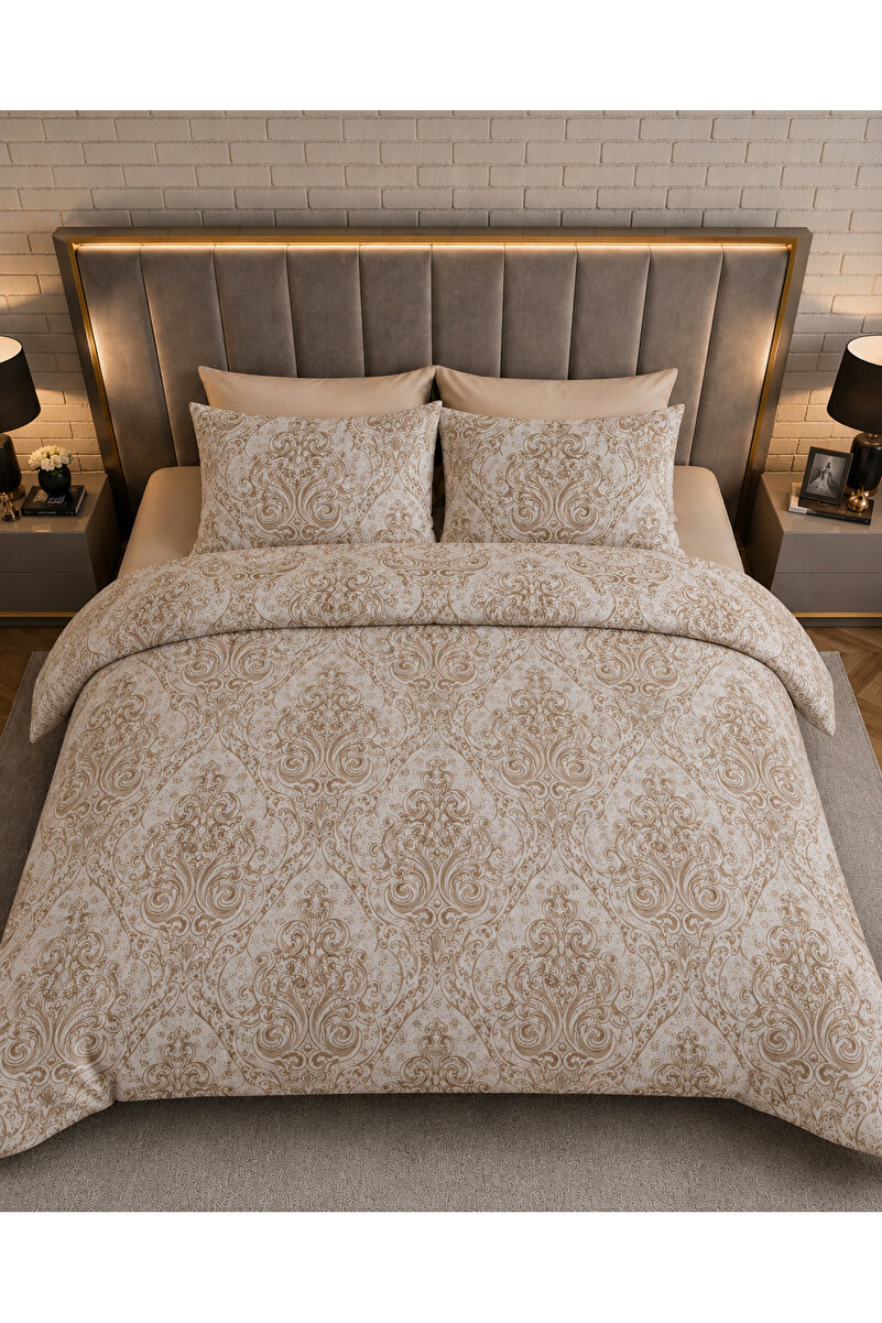 Sheri Home Lastikli Çarşaflı Nevresim Takımı Çift Kişilik Premium CottonLEOMODEL 88s