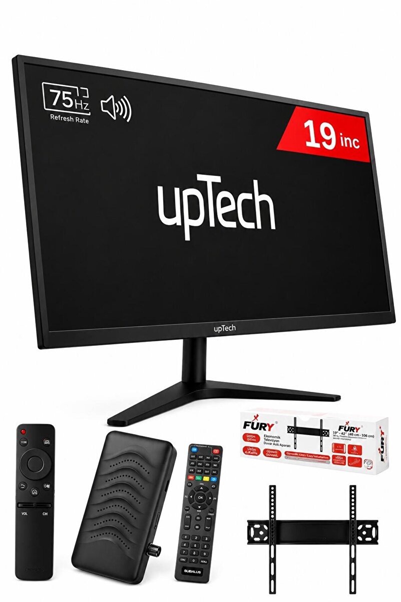 upTech 19’’ (48 Ekran) Monitör|Çanaklı/Çanaksız WiFi'li Uydu Alıcısı+TV Askı Aparatı HEDİYE