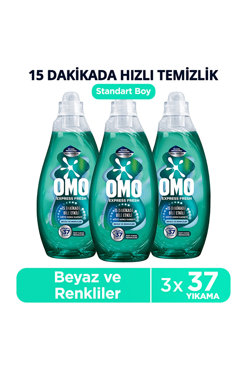 Omo Express Fresh Kötü Koku Karşıtı Beyaz ve Renkliler Sıvı Çamaşır Deterjanı 1480 ml x3