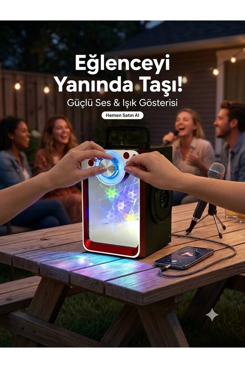 Mmctech Bluetooth Hoparlör Rgb Ledli Kumandalı USB TF FM Radyo Hoparlör Radyo KTS-822S