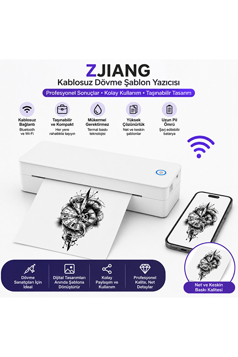 NETUM Zjiang Bluetooth Taşınabilir Profesyonel Dövme Şablonu Tattoo Yazıcısı Termal Yazıcı