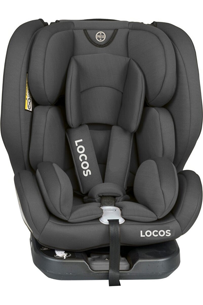 locos 360 Derece Dönebilen İzofix Destekli (0-36) kg Çocuk Oto Koltuğu Gri