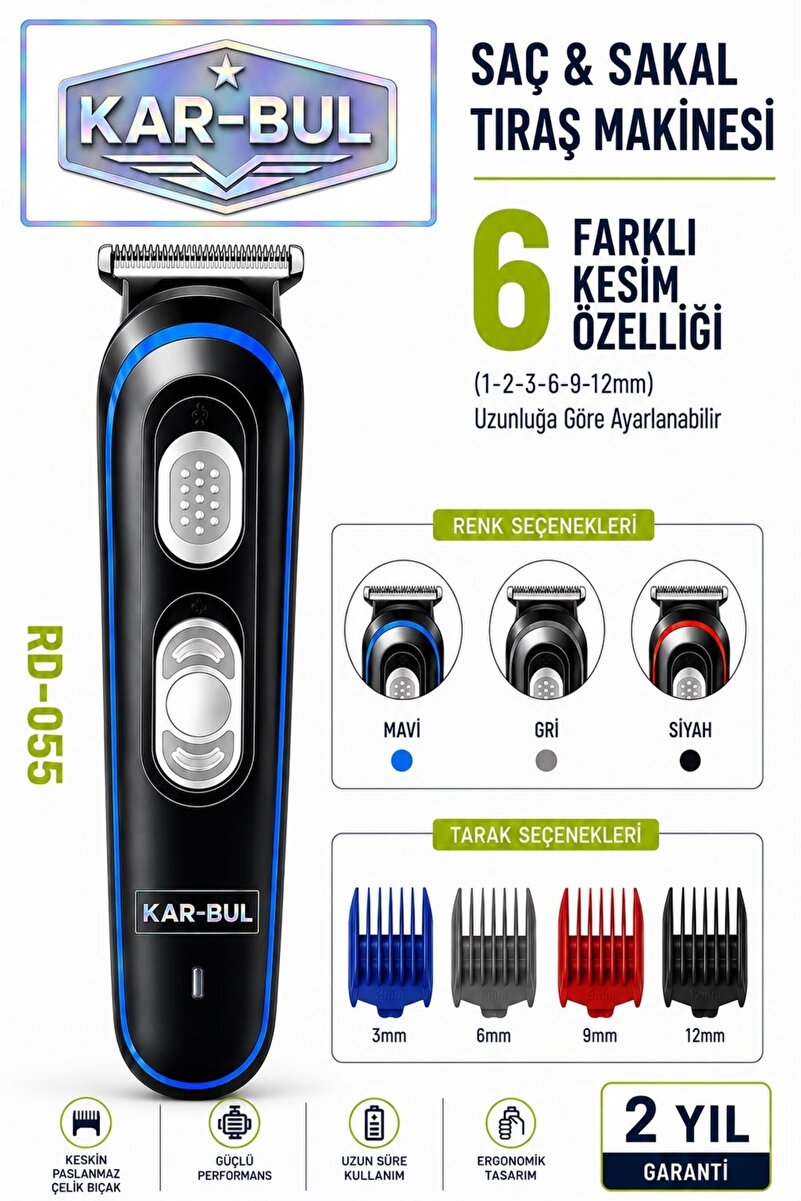 kar-bul Profesyonel Şarzlı Saç Sakal Tıraş Makinesi