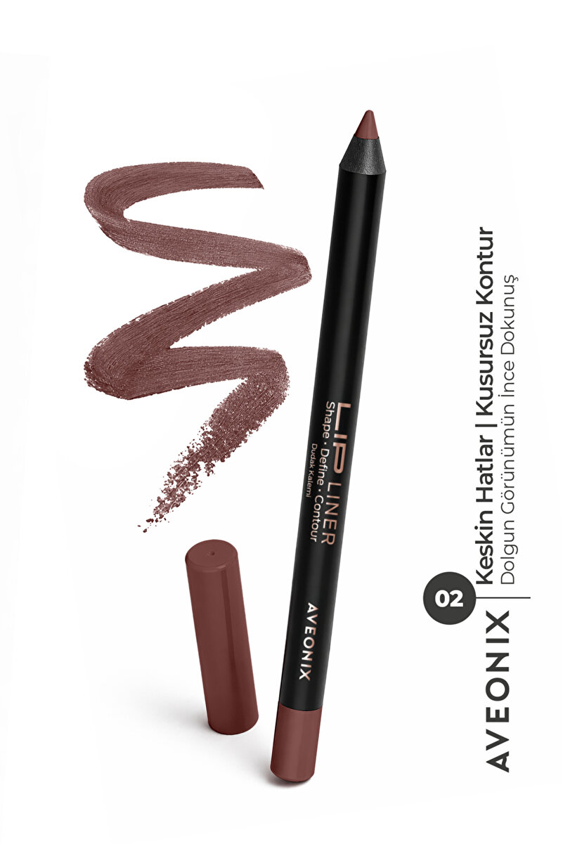 AVEONIX Lip Liner 02 İpeksi Dokulu Kolay Uygulanan Net ve Pürüzsüz Çizgi Dudak Kalemi