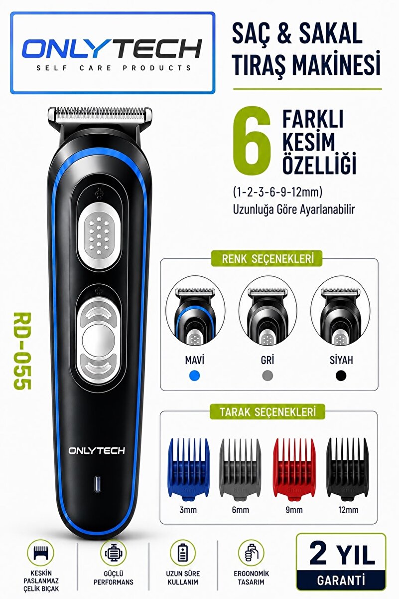OnlyTech Profesyonel Şarzlı Saç Sakal Tıraş Makinesi