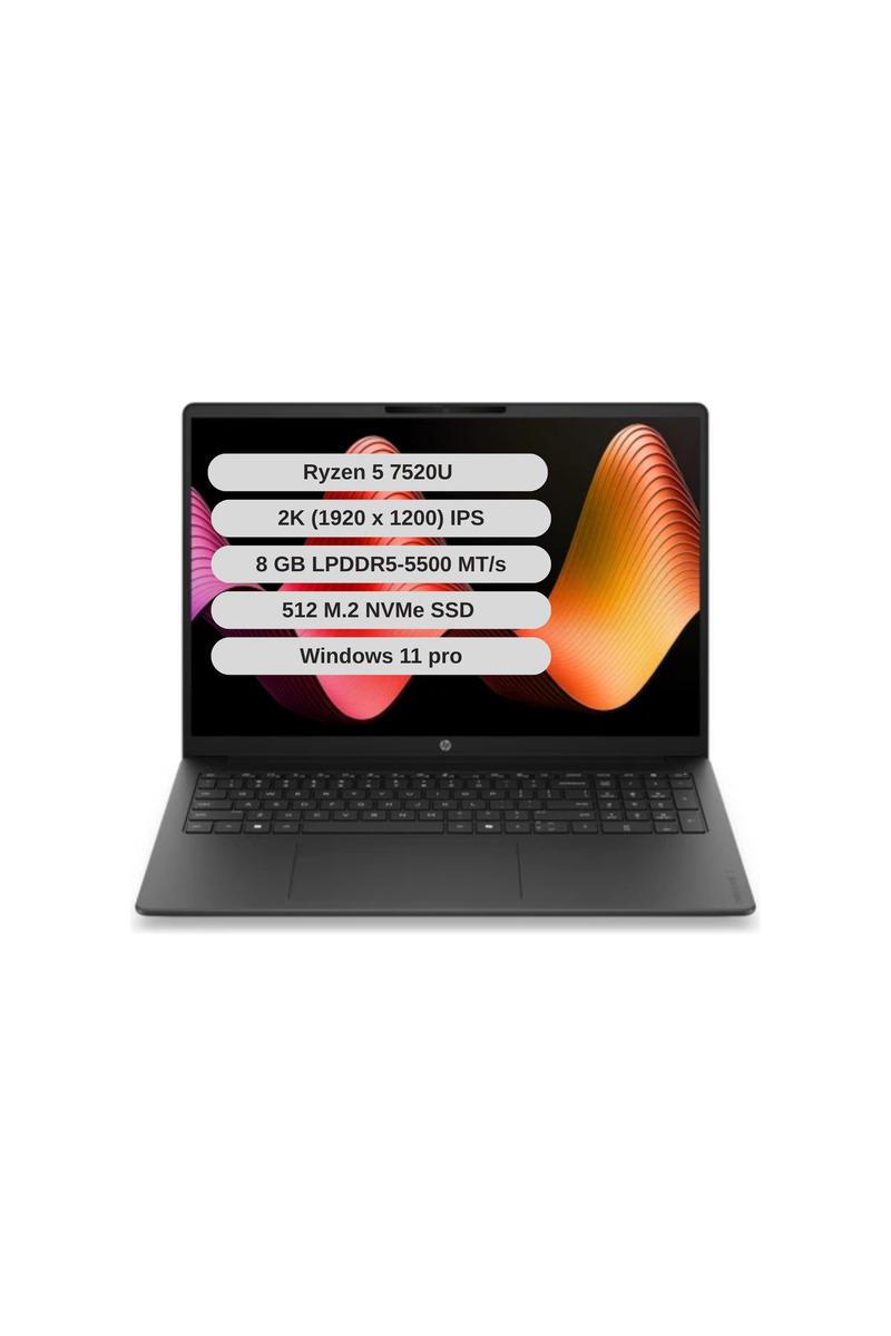 HP OmniBook 3 DY0G7EA AMD Ryzen 5 7520U 8GB 512GB SSD Freedos 16 inç