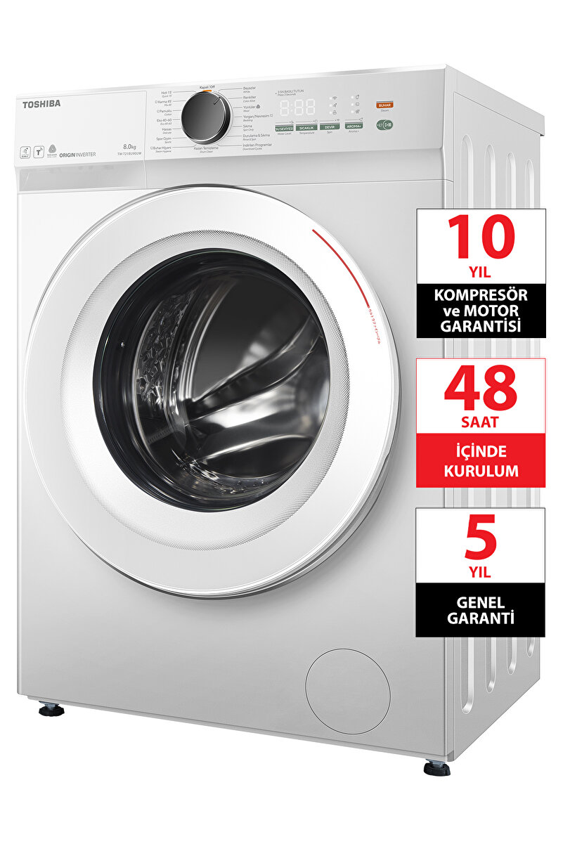 Toshiba Dalga Teknolojisi Ai Desteği Nano Kabarcık 8 Kg 1400 Devir Çamaşır Makinesi Beyaz TW-T21BU90UWTR(WW)