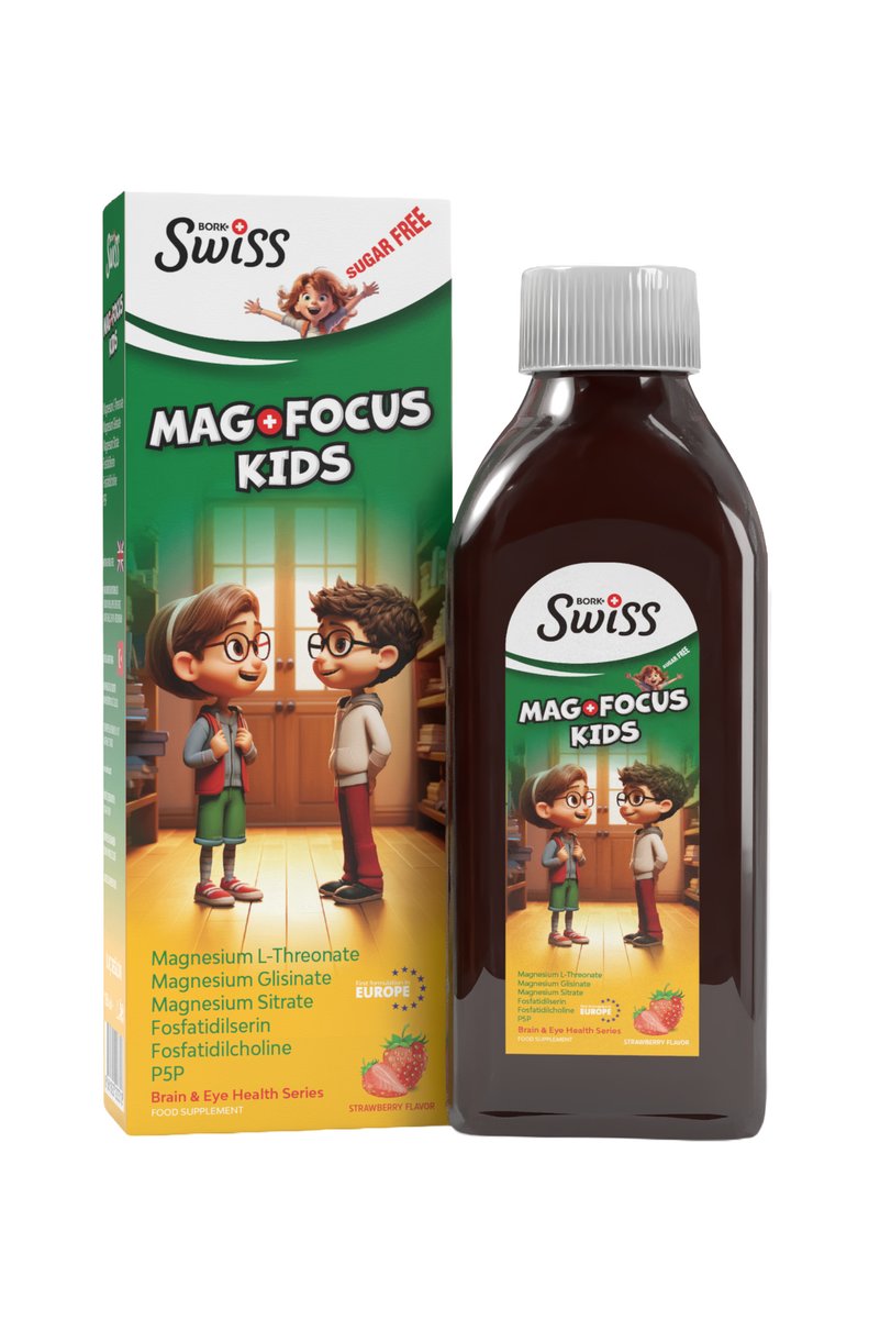 Bork Swiss Natural Mag Focus Kids Şurup 150 ml Magnezyum L-Threonate Çocuk Magnezyum Şurubu