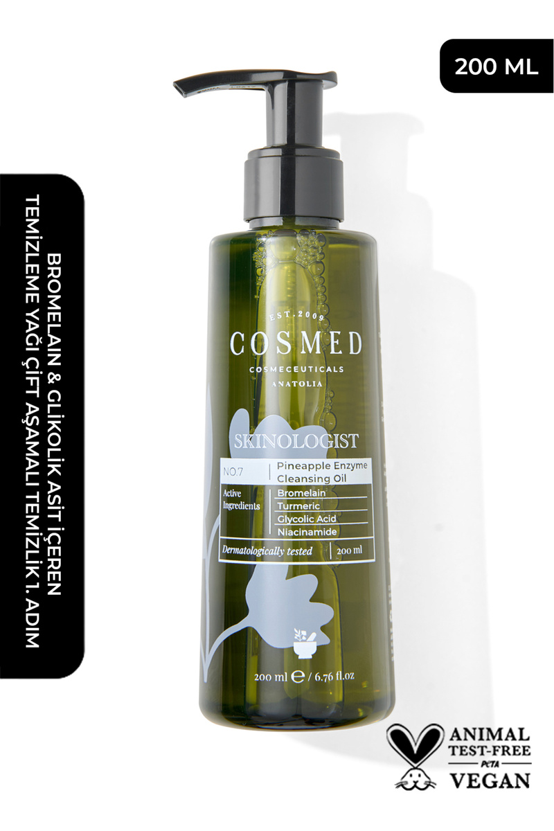COSMED Bromelain& Glikolik Asit İçeren Temizleme Yağı/Skinologist PINEAPPLE ENZYME CLEANSING OIL 200ML