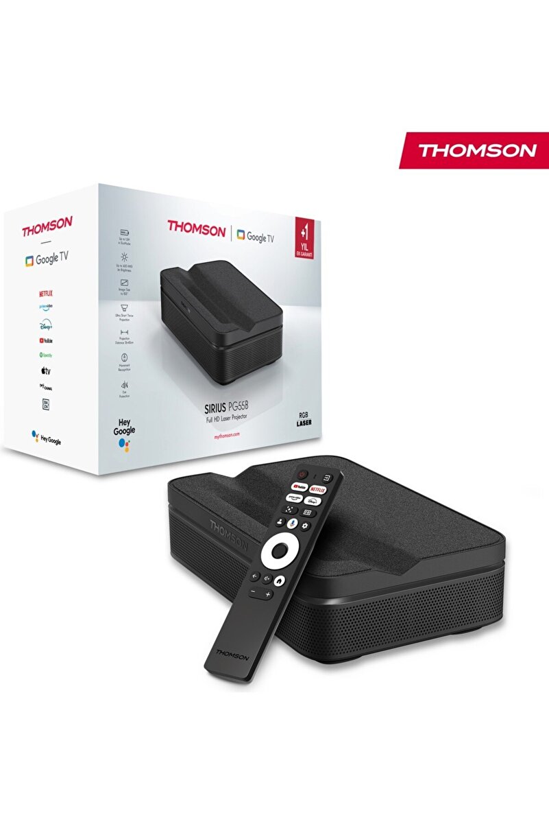 THOMSON Sirius Laser Fhd 4K Destekli 100" Dahili Bataryalı Taşınabilir Projeksiyon Cihazı Google Tv