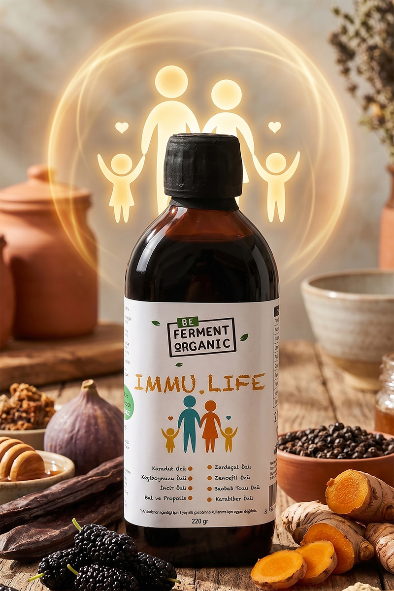 BE FERMENT Organik Immu Lıfe | Zerdeçal Ve Zencefilli Öz Karışımı - 220gr