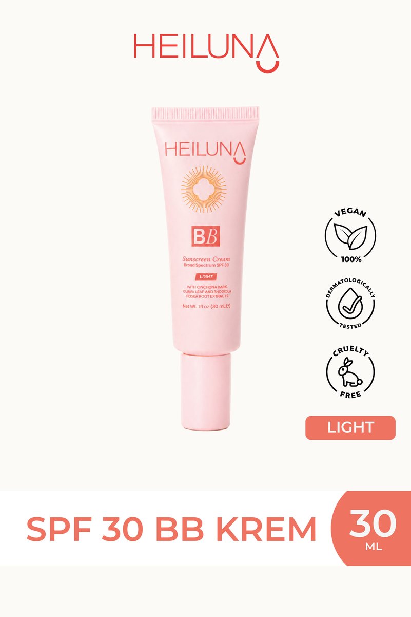 Heiluna SPF 30 BB Krem 30 ml Light, Niacinamide & Aloe Vera ile Aydınlatıcı, Nemlendirici ve Güneş Koruma