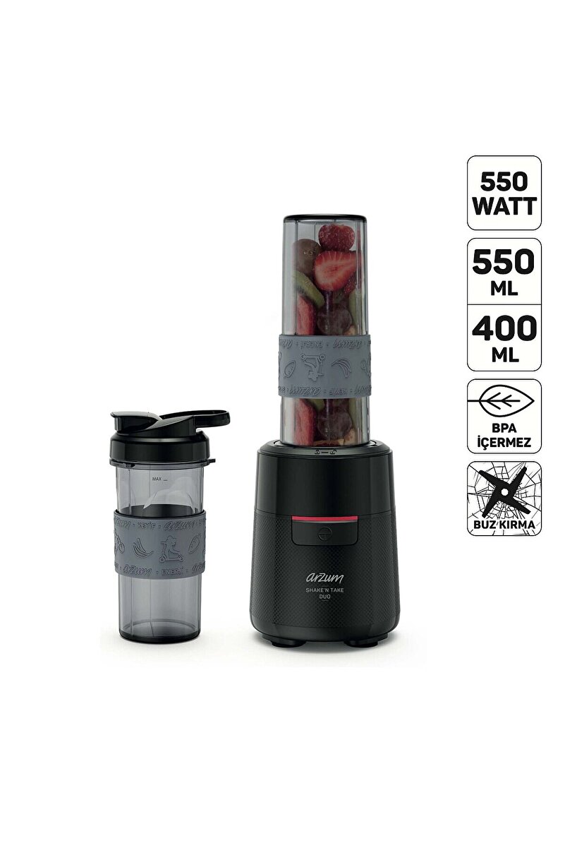 Arzum AR1192 Shake'N Take Duo Kişisel Blender, Siyah