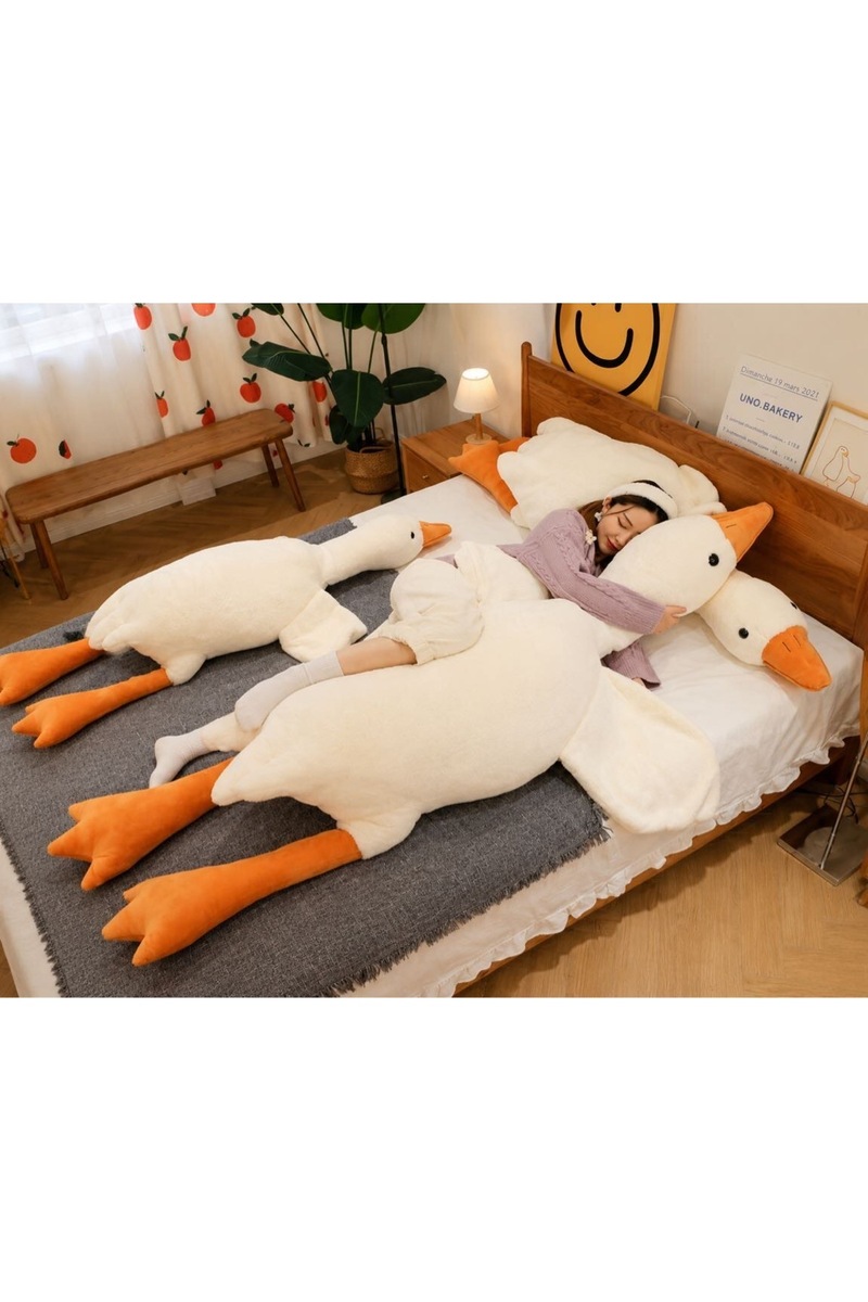 tm tech marketi Büyük Boy 130 CM Peluş Kaz Yumuşak Sevimli Oyuncak