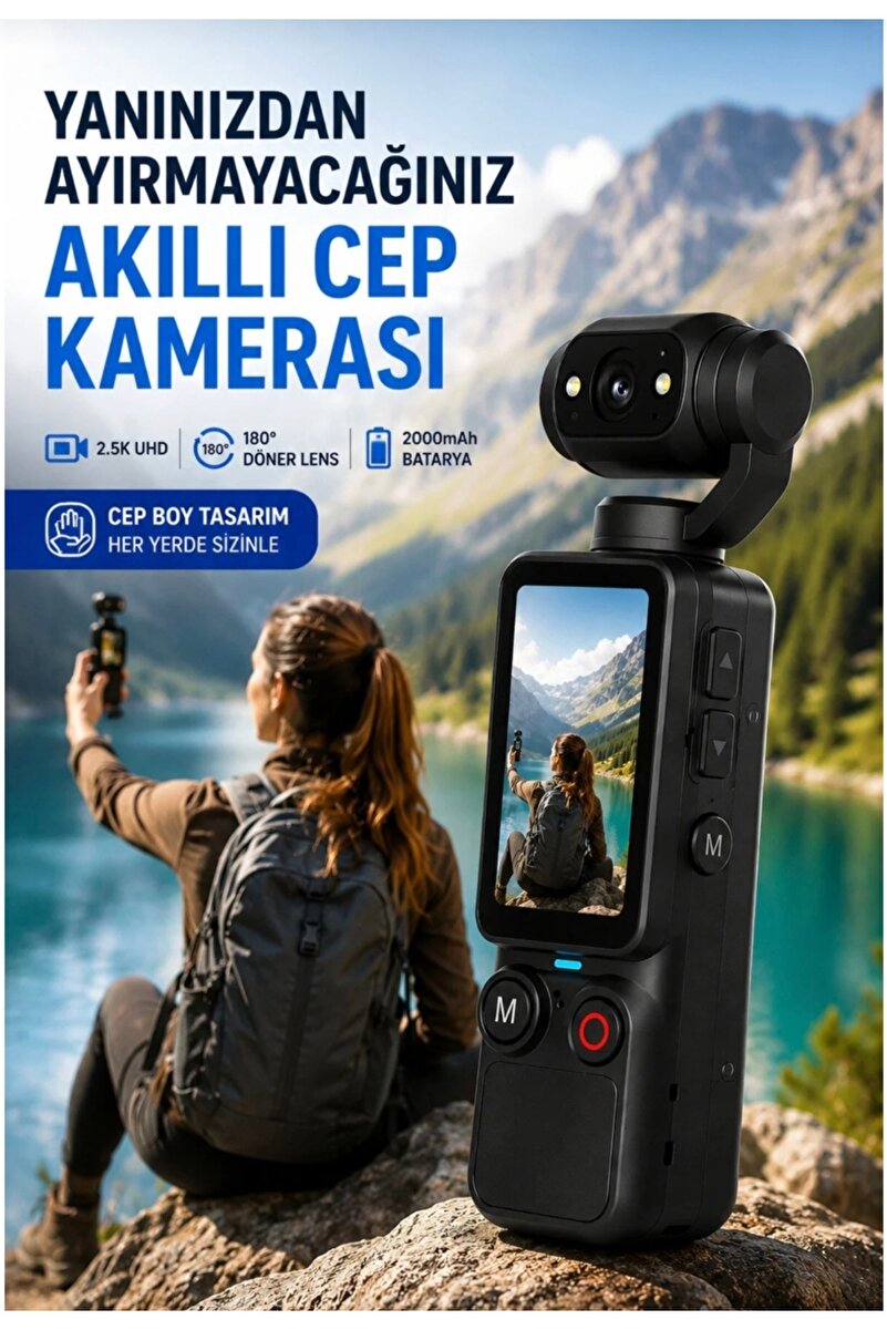ErginGroup Q7 180 Derece Ultra HD Sports Fotoğraf Makinesi Cep Kamera Takip Video Vlog Aksiyon Kamerası