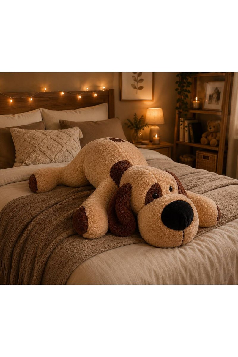 Mellito Toyzz 120 Cm Dev Boy Kahve Yatan Kopek Uyku Arkadaşı Sarılmalık Pelus Oyuncak