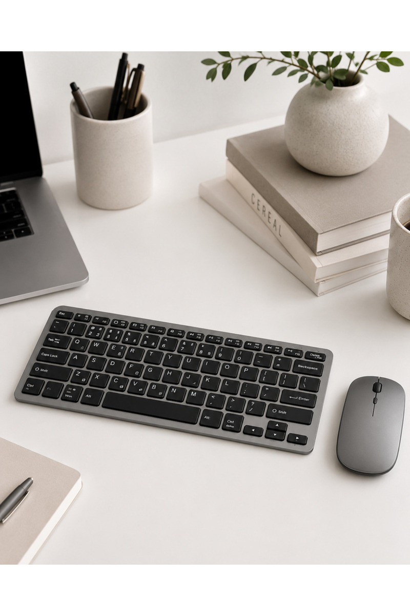 Lisinya Kablosuz Bluetooth Klavye Mouse Seti Şarjlı Tablet Laptop Uyumlu -