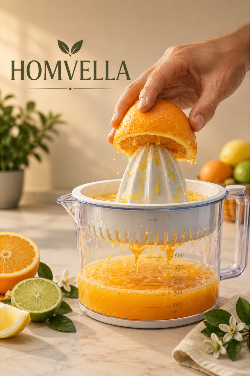 HOMVELLA 500 ml Kaydırmaz Tabanlı Narenciye Sıkacağı | Limon, Portakal ve Greyfurt Sıkacağı | BPA Free Ölçekli Sürahi