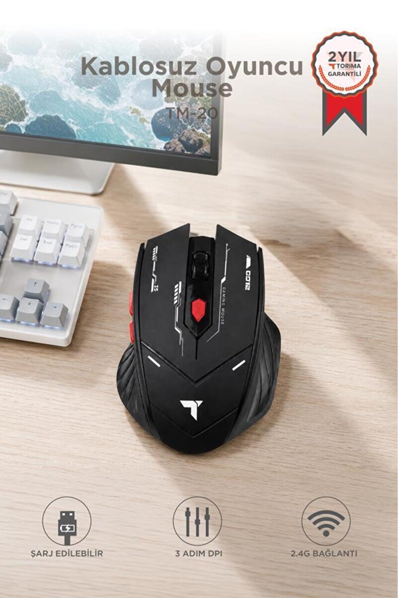 Torima Mouse Çift Modlu Sessiz Kablosuz Oyuncu Fare TM20 Siyah
