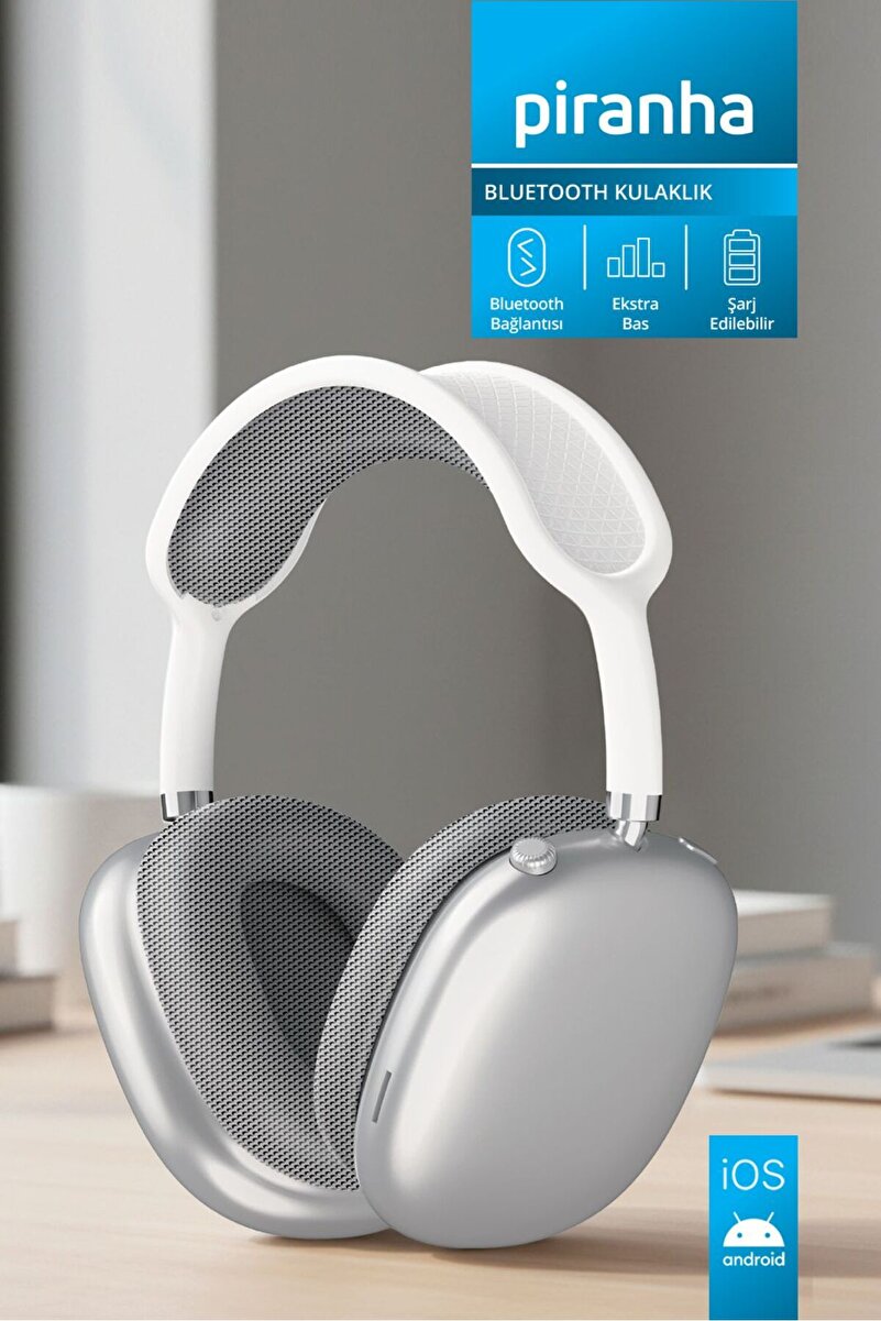 Piranha 2221B Kablosuz Bluetooth Kulak Üstü Kulaklık| Kılıflı | Şarj Edilebilir | iOS & Android Uyumlu