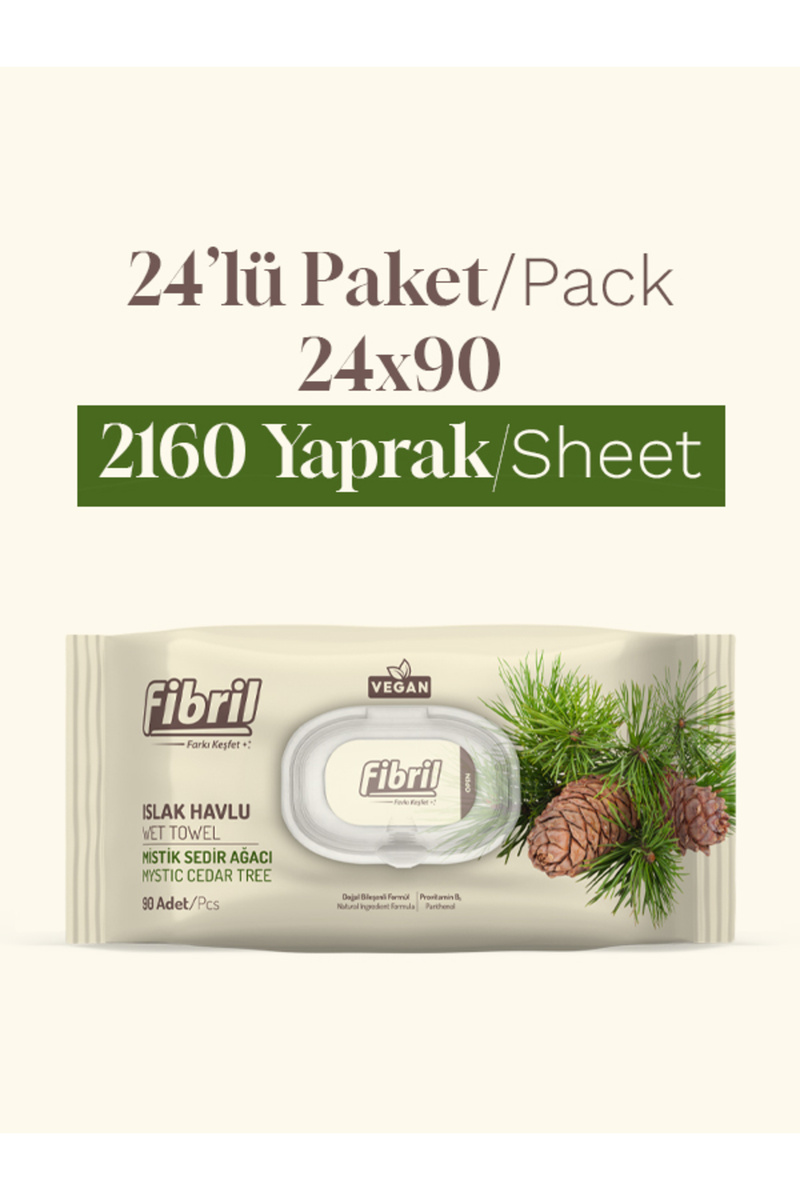 Fibril Mistik Sedir Ağacı Kokulu Islak Havlu 24 Paket 2160 Yaprak