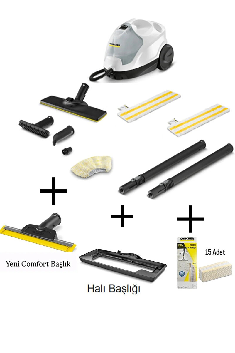 Karcher Sc 4 Easyfix Buharlı Temizlik Makinesi+Comfort Cam Temizleme Aparatı+15 Mikrofiber Bez +Halı Başlığı