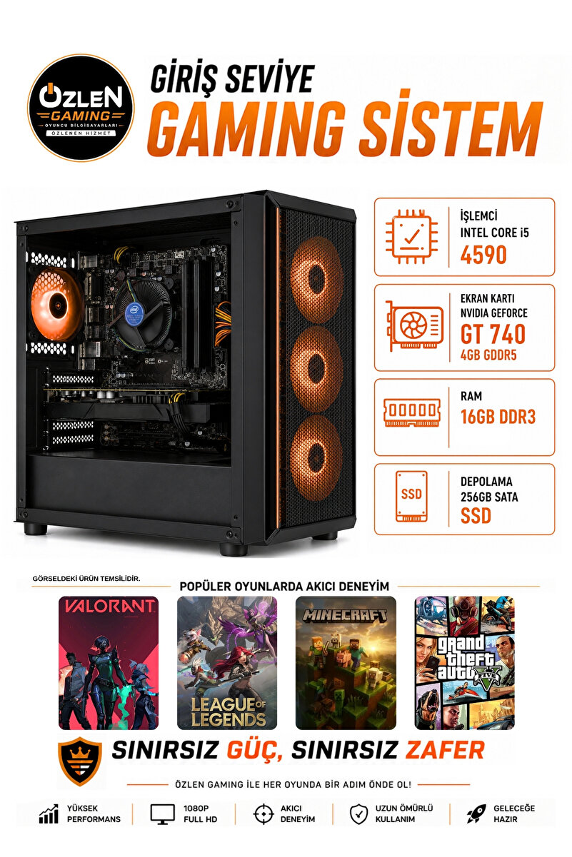 ÖZLEN XS5 İ5 4590 GT 740 4GB 16GB RAM 256GB SATA SSD Oyuncu Bilgisayarı