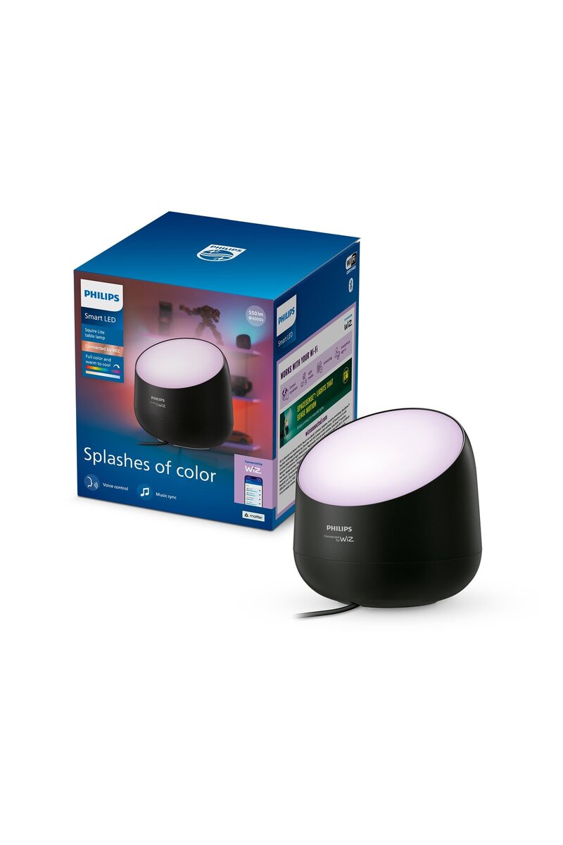 Philips Smart Lighting Squire Lite Akıllı Masa Lambası - Siyah - Google Home, Alexa, HomeKit ve Matter uyumlu