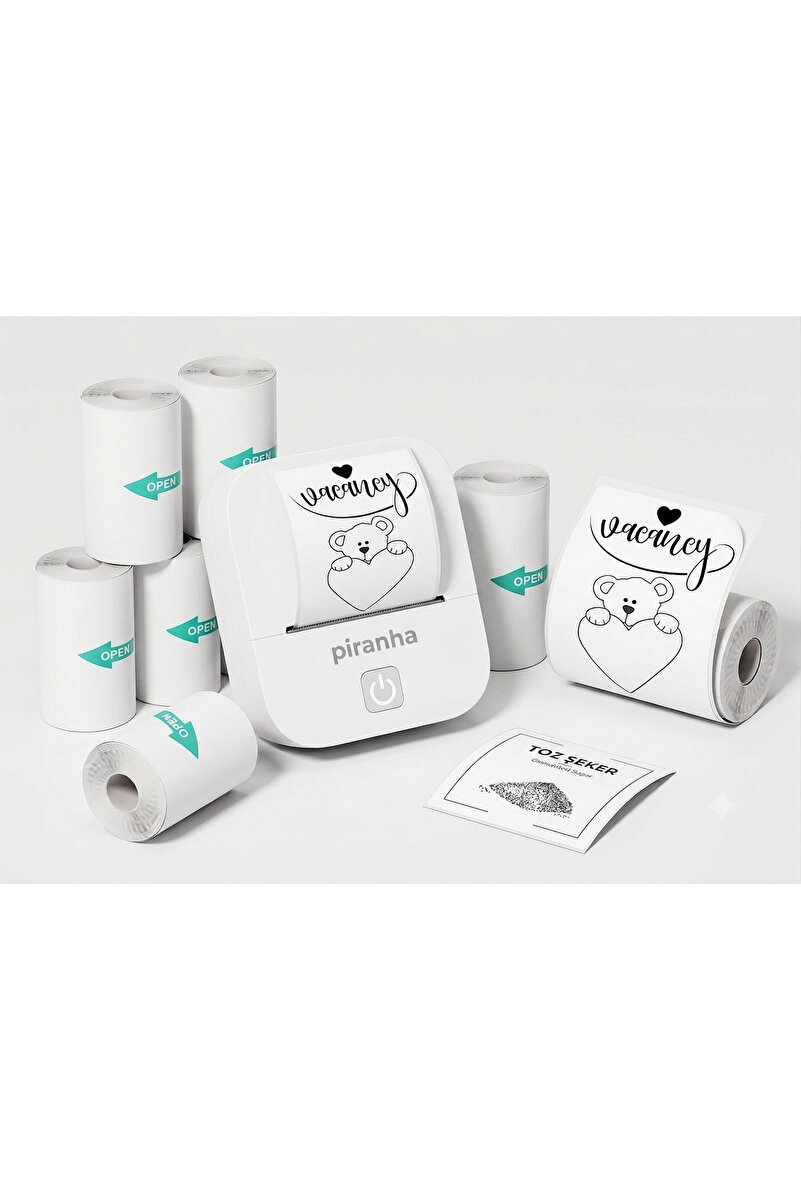 NorthAK Piranha Mini Yazıcı Rulosu Yapışkanlı Sticker 5 Adet