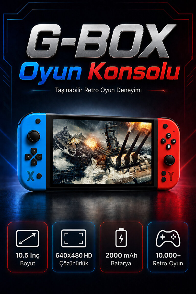 HARVOX G-BOX Oyun Konsolu Yeni Nesil El Atarisi 2000 Mah Batarya 10.000+ Oyun 7inç Hd Ekran