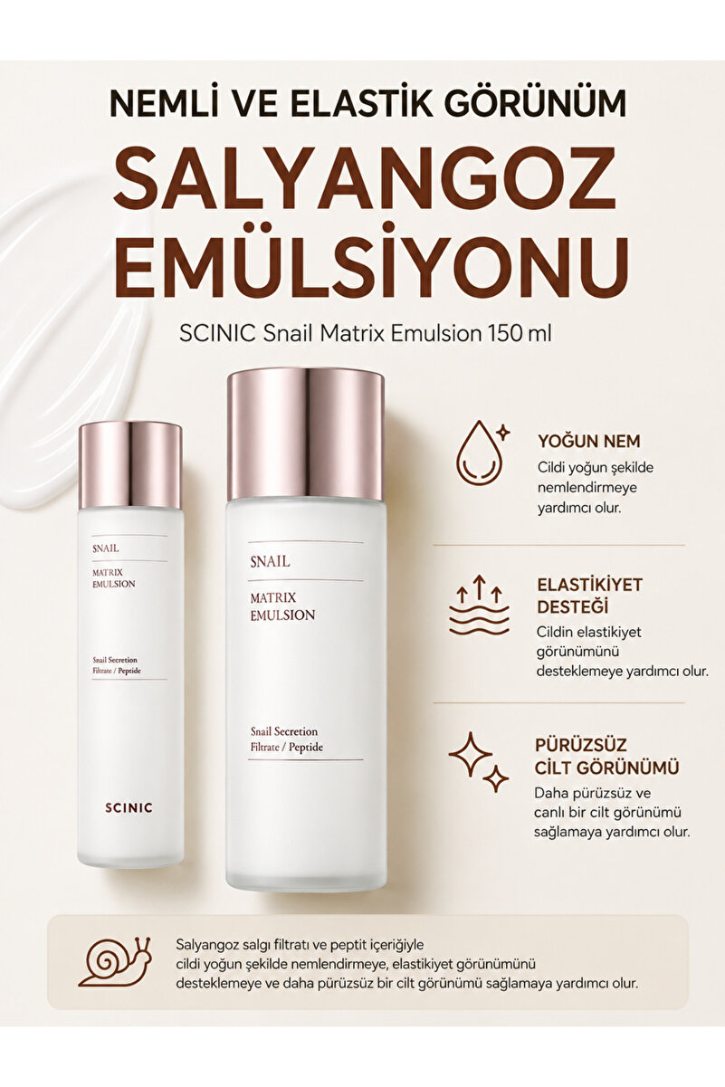 Scinic Snail Matrix Emulsion Salyangoz Özlü Kolajen İçerikli Nemlendirici Emülsiyon 150ml