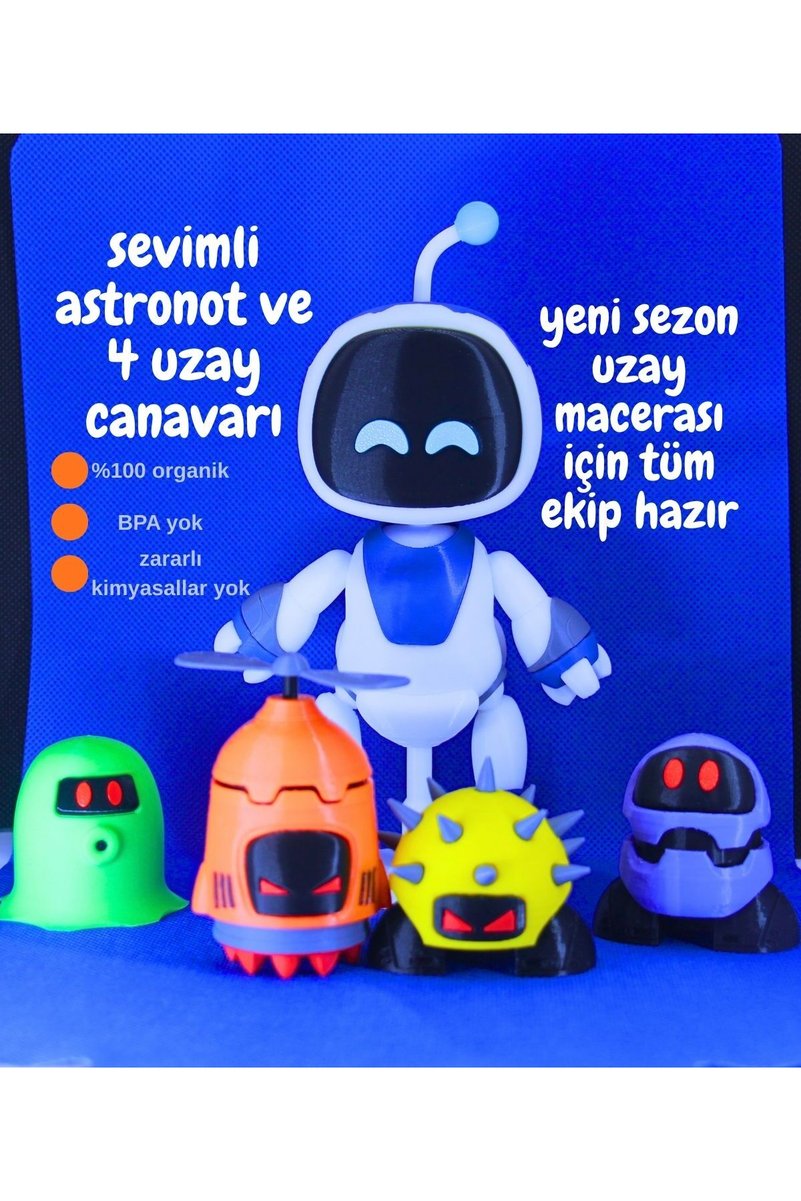 MODELİKA ASTRO OYUNCAK SETİ 5'Lİ ASTRO BoT ASTRONOT VE 4 ASTRO RoBOT UZAYLISI ASTROBOT ORGANİK HAM MADDE