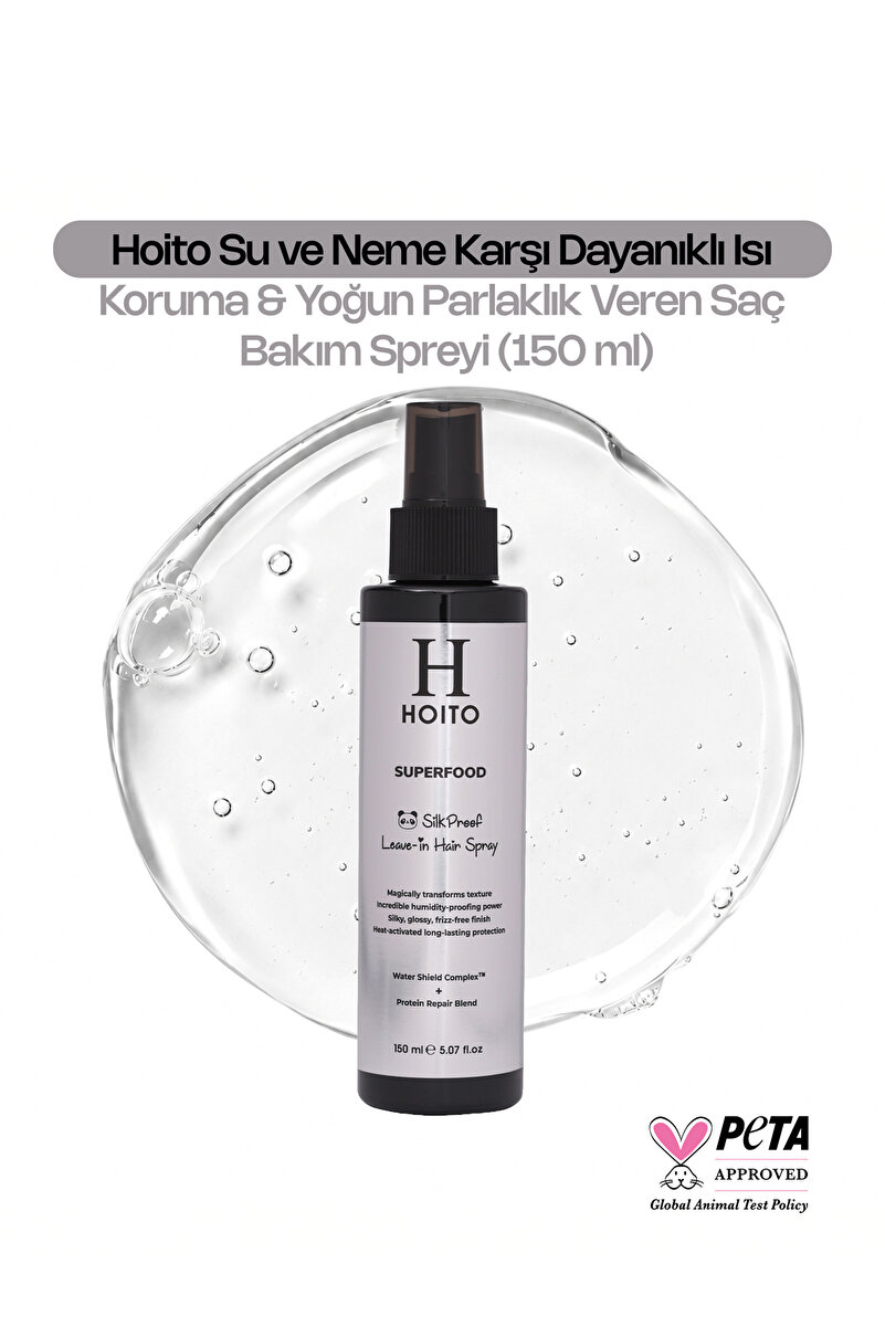 Hoito Su ve Neme Karşı Dayanıklı Isı Koruma Yoğun Parlaklık Kolay Tarama Sağlayan Saç Bakım Spreyi 150ml