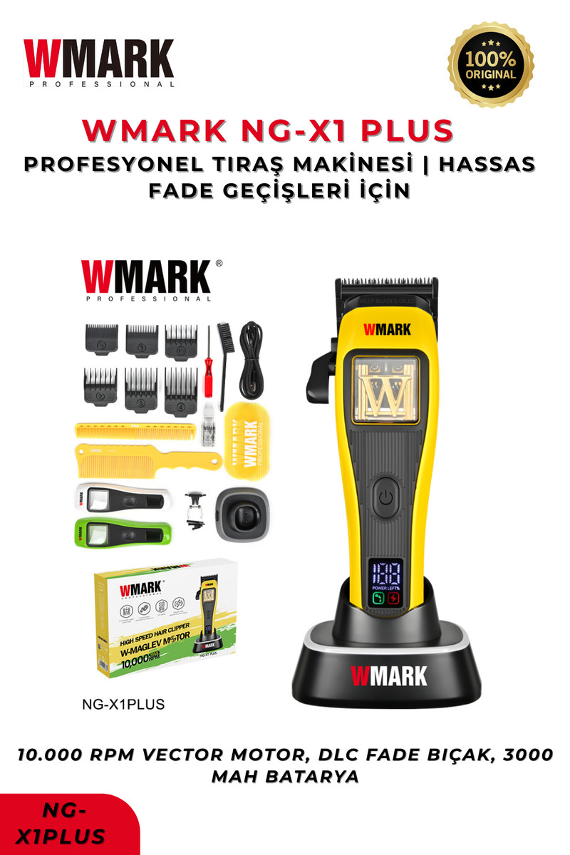 Wmark NG-X1 Plus Profesyonel Saç Kesme Makinesi | 10.000 RPM Vector Motor Teknolojisi