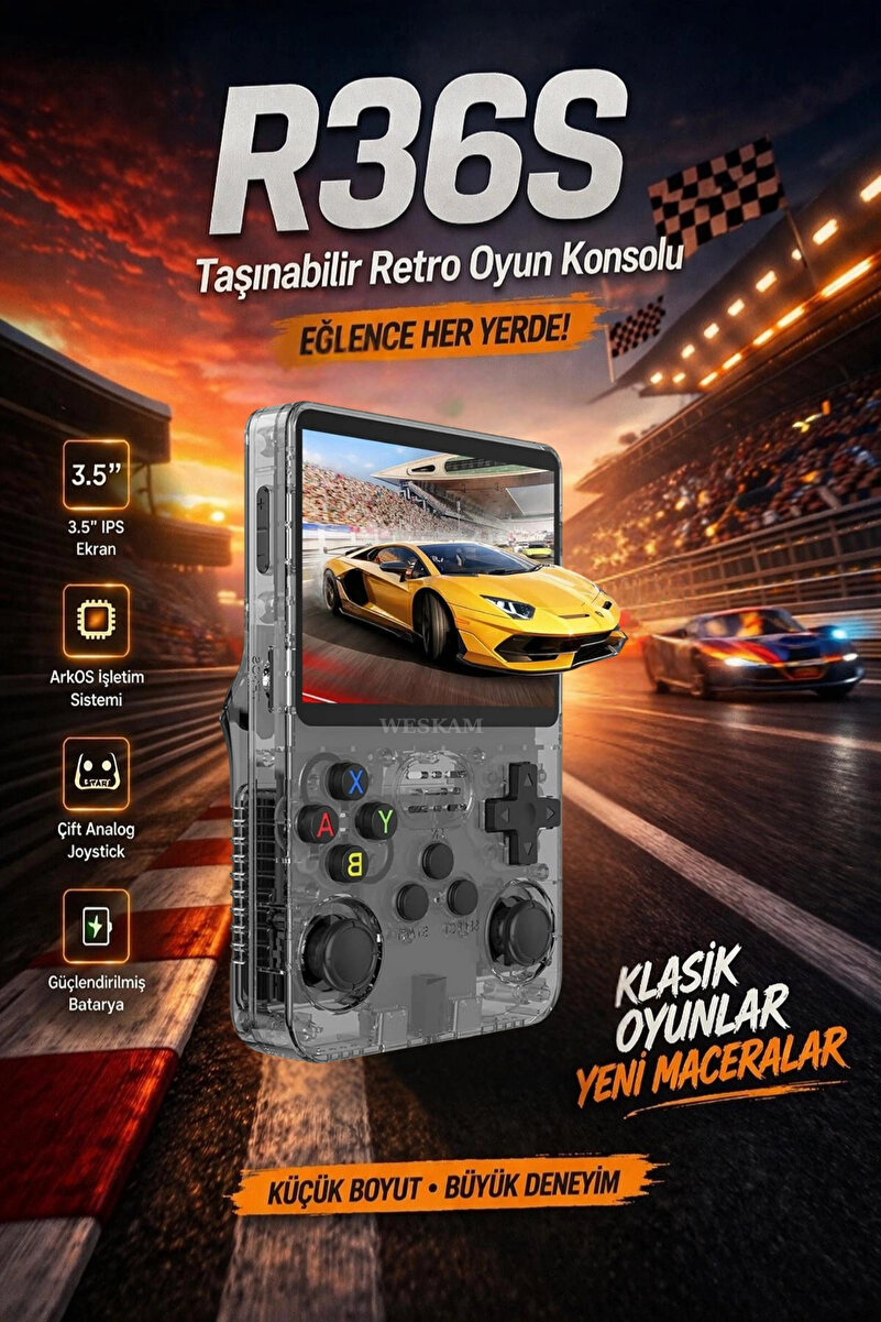 Genel Markalar Siyah retro oyun konsolu 64 GB hafıza 15.000+ yüklü oyun yeni nesil el tipi cihaz