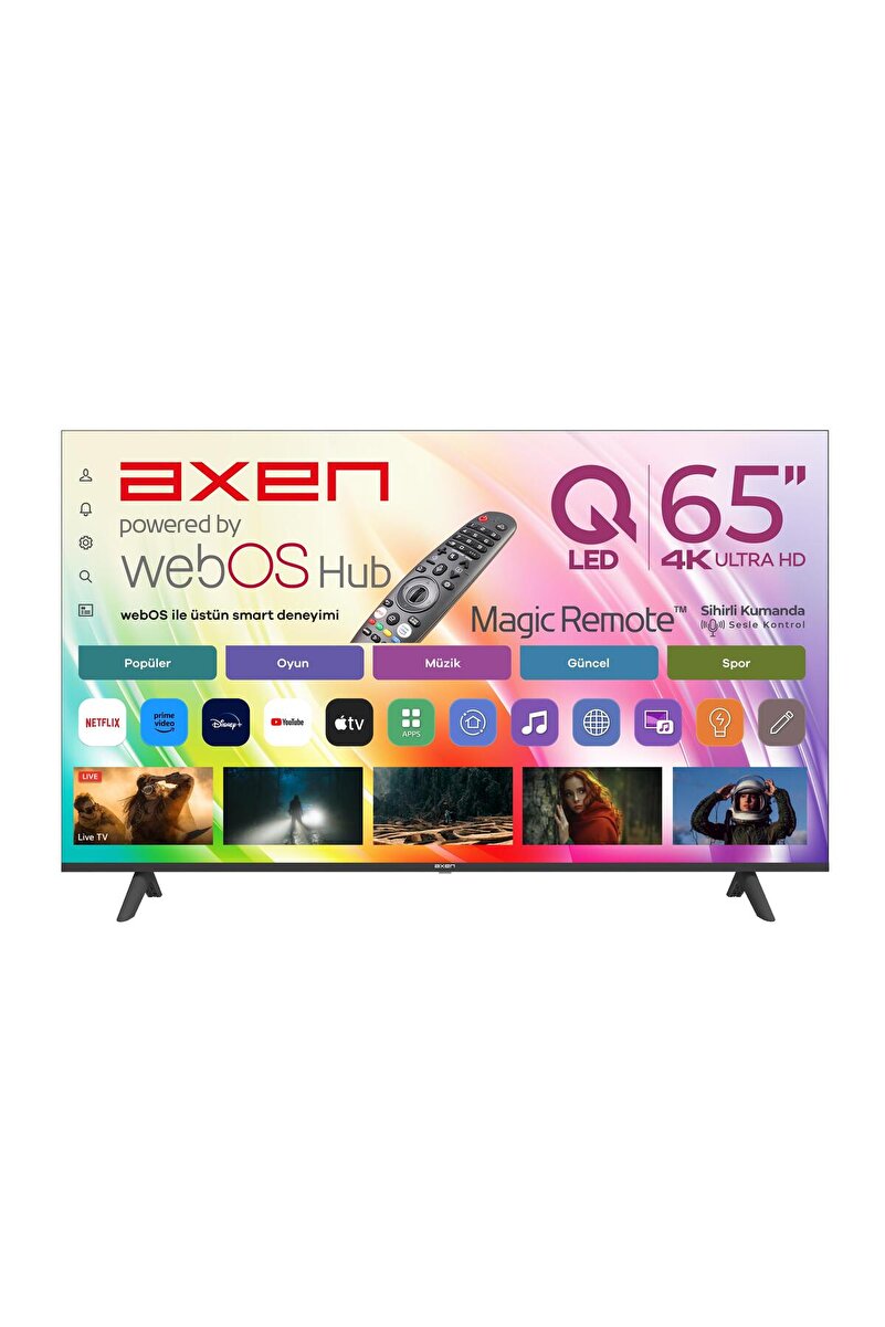 Axen AX65QUMLN-W02M 65" 164 Ekran 4K UltraHD QLED webOS SmartTV ThinQ AI Destekli Sihirli Kumanda