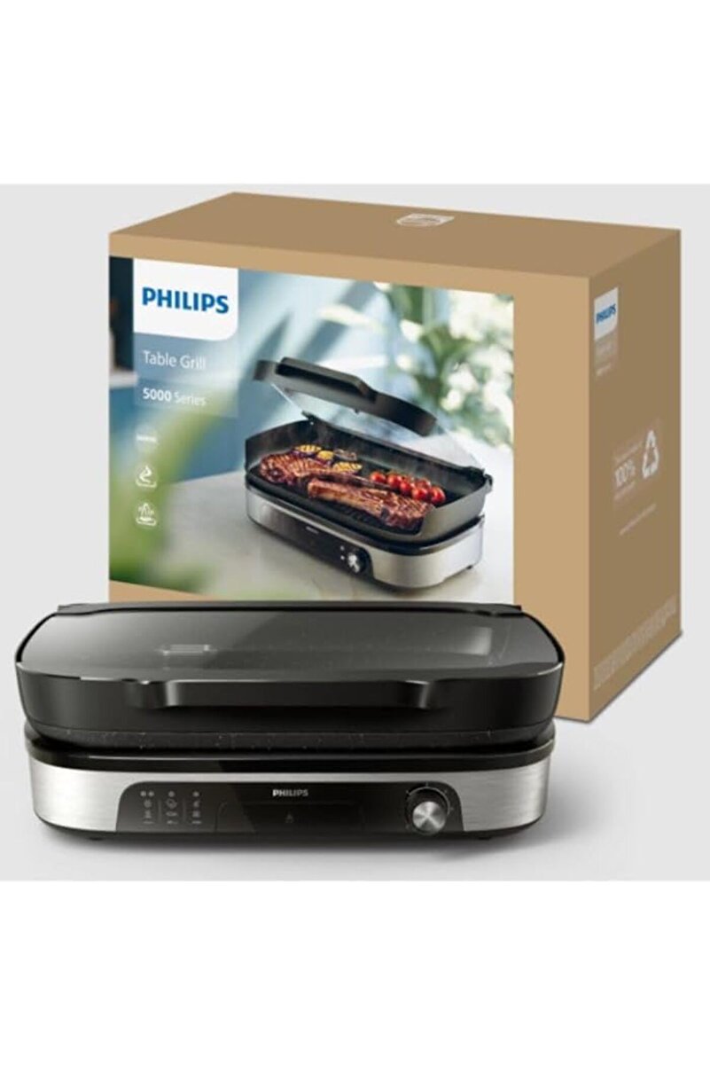 Philips HD6212/90 elektrikli ızgara Solo 2400 W Siyah, Paslanmaz çelik