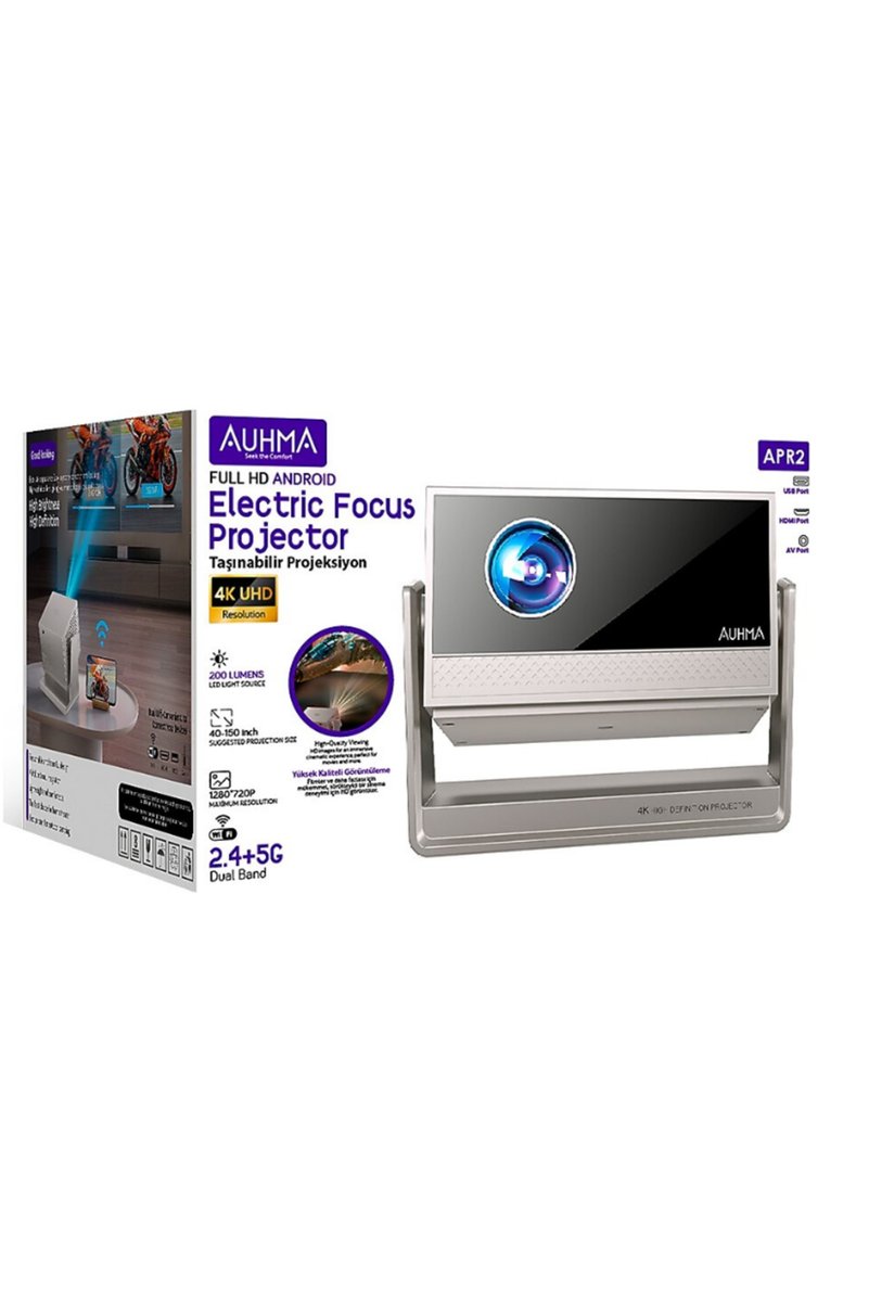 auhma Seek the Centen FULL HD ANDROID Electric Focus Projector Taşınabilir Projeksiyon 4K UHD