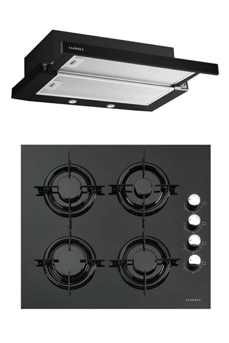 Luxell 2'li Set (Ds6-905 Siyah Aspiratör / Lx-40 Tahdf Siyah Ocak)