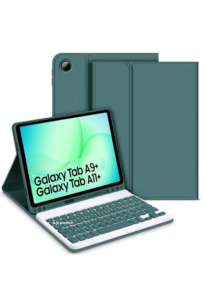 m.tk moveteck Samsung Galaxy Tab A11 Plus/A9 Plus 11 Inç Bluetooth Özellikli Standlı Kalem Bölmeli Klavyeli Kılıf