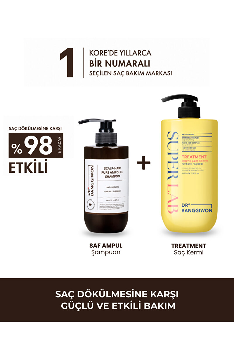 DR BANGGIWON Saf Ampul Şampuanı ve SuperLab Treatment Saç Kremi 480+1000 Ml